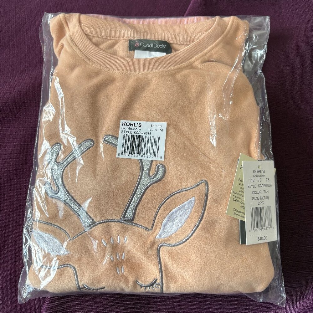 Cuddl Duds 2-Piece Fleece Pajama 7/8 Set – Deer (NWT)
